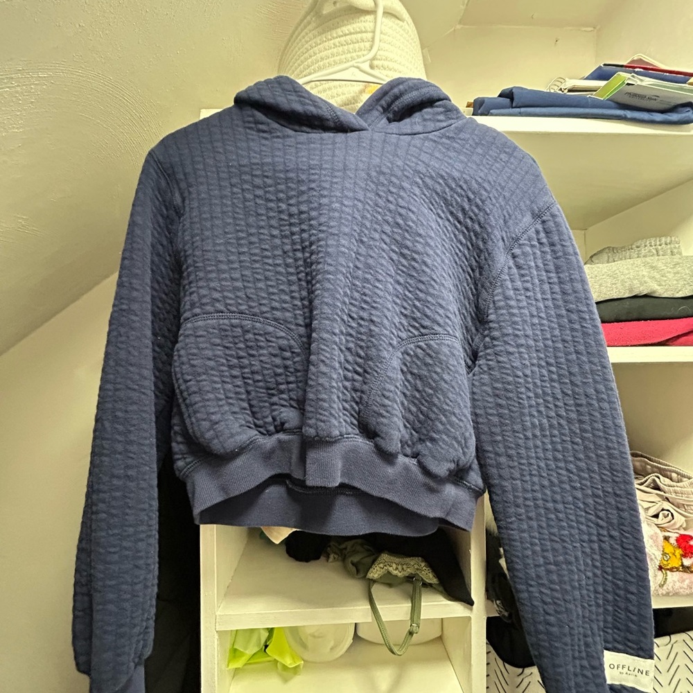 Quilted Blue Hoodie Sweatshirt